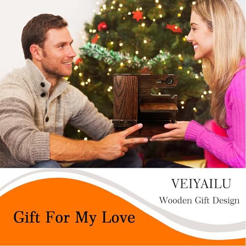 Birthday Gifts for Men Gift for Dad from Daughter Son Nightstand Organizer for Men Wood Phone Docking Station