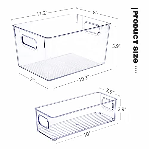 Set of 8 Clear Plastic Storage Bins