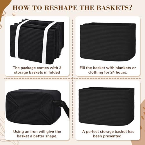 3 Pack Shelf Baskets for Organizing