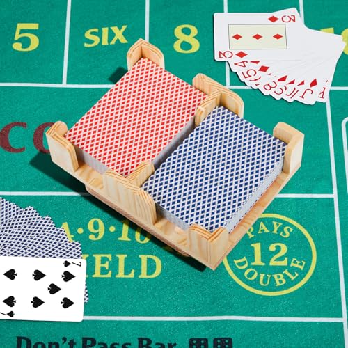 Upgraded Wood Playing Card Holder 360° Rotating
