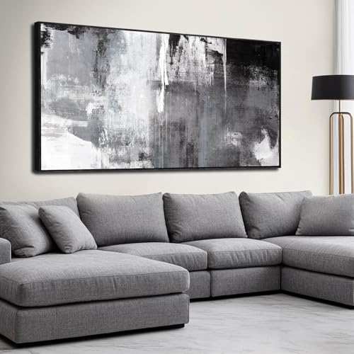 White Wall Art Frame Wall Decor Large Abstract Canvas Pictures Living Room Decor Black Gold Canvas Oil Paintings Flowers Decorations Oversized Arts for Home Office Bedroom
