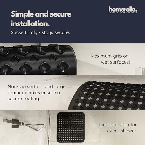 Shower Stall Mat Non Slip 21x21 Square Shower and Standing Bathtub Mat for Baby INCL. 2 Hooks for Storage Anti Slip Shower Mats with Suction Cups Soft on Feet Machine Washable Homerella