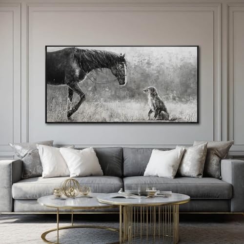 Green Canvas Wall Art for Living Room Flowers Grey Abstract Wall Decor White Horse Pictures Gold Leaves Artwork Arts for Hotel Office