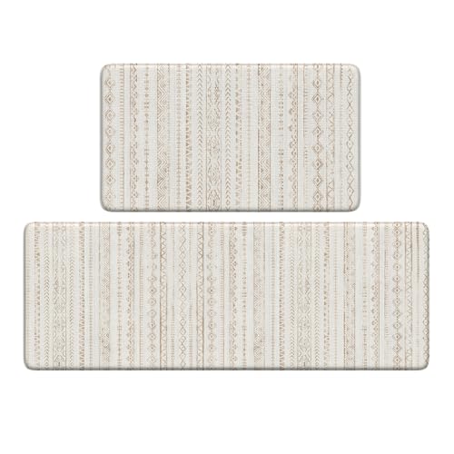 KIMDOE Boho Kitchen Rugs and Mats 2PCS Cushioned Anti Fatigue Kitchen Mat Non