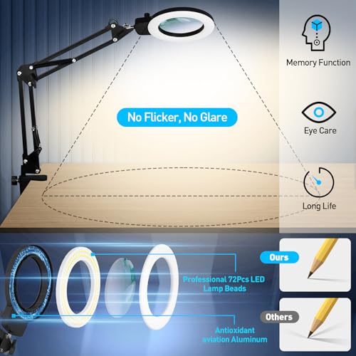 12X Magnifying Glass with Light and Stand