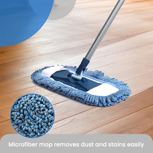 Dust Mop for Hardwood Floors with 57" Long Handle Wet & Dry Mops for Catching Pet Hair and Dust Bunny Microfiber Dust Mops for Vinyl