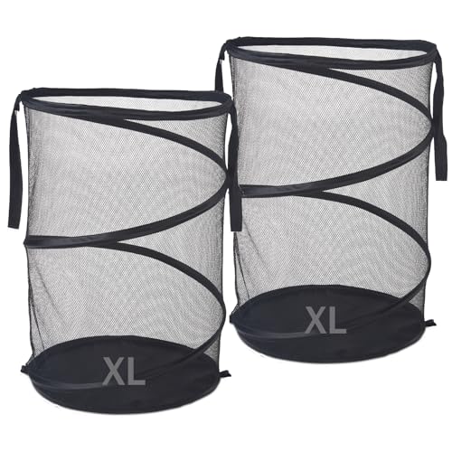 Mesh Popup Laundry Hamper 115L Foldable Laundry Basket Large Capacity Collapsible Clothing Storage Basket with Handles 26 H x 18 W x 18 L