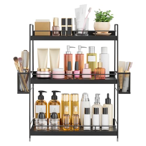 3 Tier Bathroom Counter Organizer with Side Baskets for Skin Care