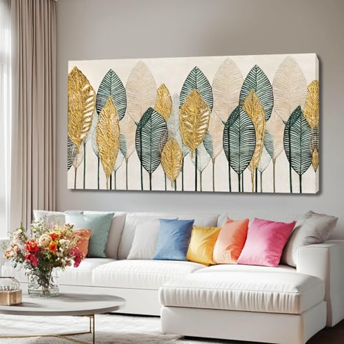 Gold Tree Wall Art Framed Canvas Pictures Sunflowers Wall Decor Beach Decorations Gold And Green Arts for Home Hotel