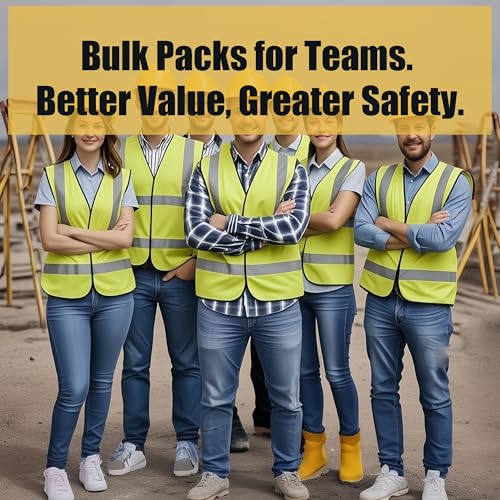 High Visibility Reflective Safety Vests 10 Pack