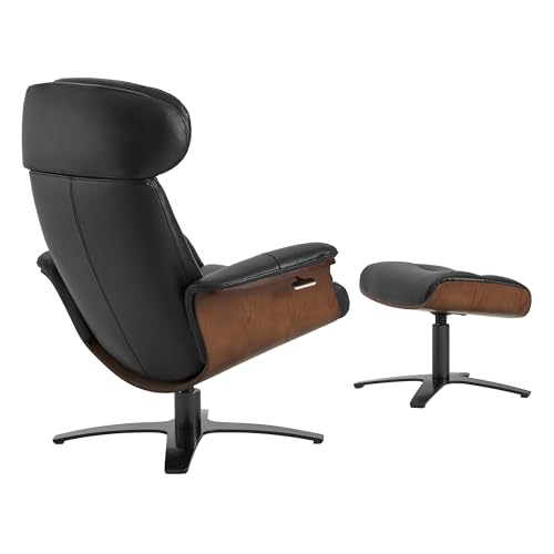 Reclining Swivel Chair with Adjustable Headrest and Ottoman for Living Room