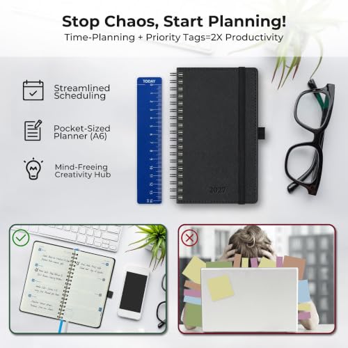 2027 Weekly Planner Leather Spiral Soft Cover Calendar