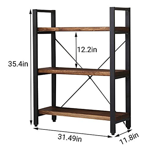 Real Solid Wood Rustic Vintage Industrial Etagere Bookshelf
