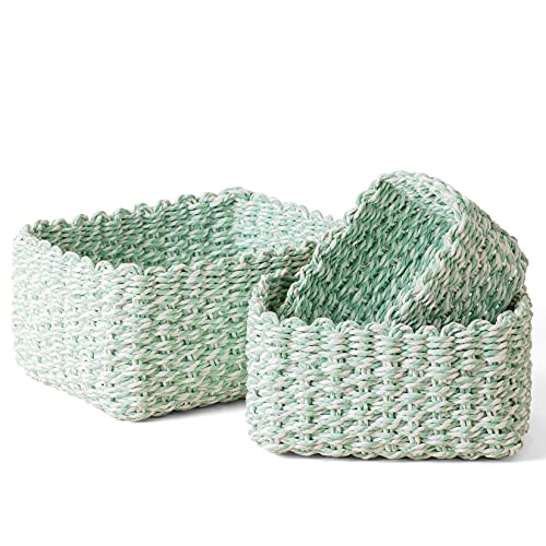 Small Wicker Baskets for Organizing Set of 3