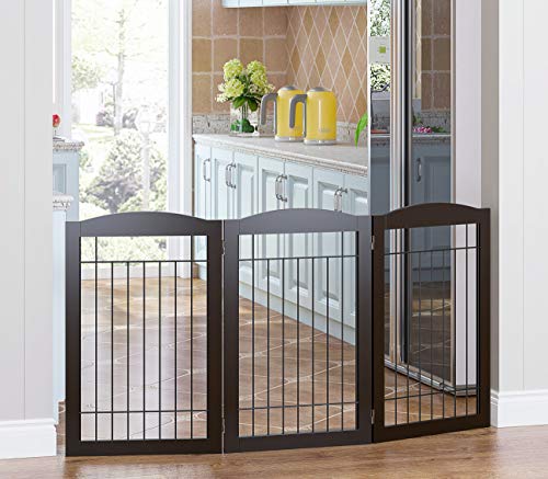 Freestanding Foldable Dog Gate Indoor with Door