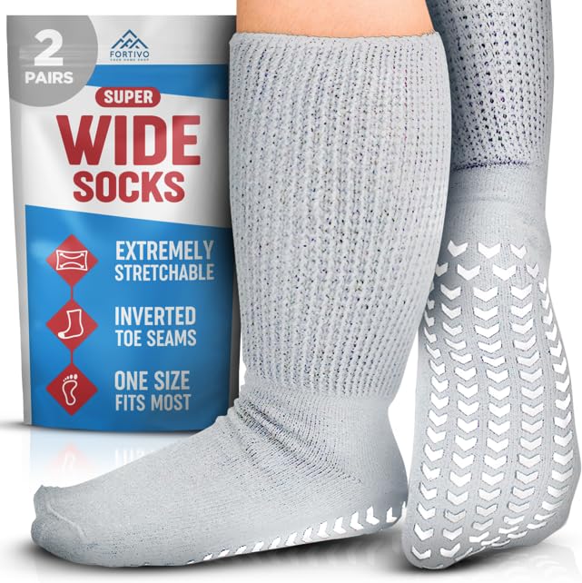 2 Pairs Extra Wide Socks for Swollen Feet