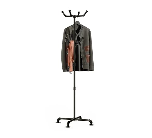 Industrial Coat Rack Metal Coat Hanger Freestanding Coat Tree with 6 Hooks
