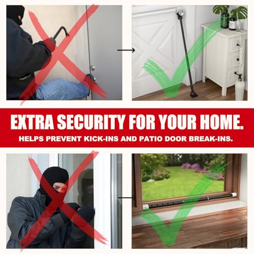 3-in-1 Door Security Bar, Security Door Stoppers & Door Barricade