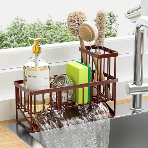 Kitchen Sink Caddy Organzier with High Brush Holder