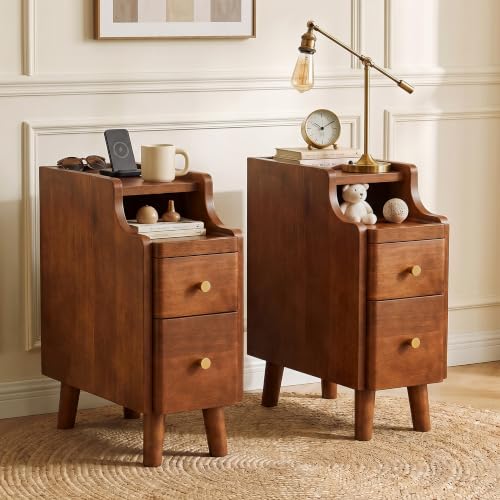Narrow Nightstand with Drawers