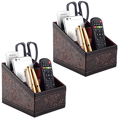 Fashionable PU leather TV remote control bracket with 3 compartments