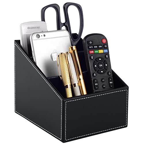 Fashionable PU leather TV remote control bracket with 3 compartments