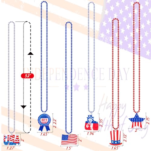 20PCS Fourth 4th of July Necklaces Beads