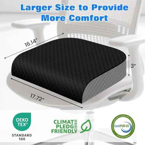Seat Cushion Memory Foam Chair Pad for Sciatica & Hip Pain Relief