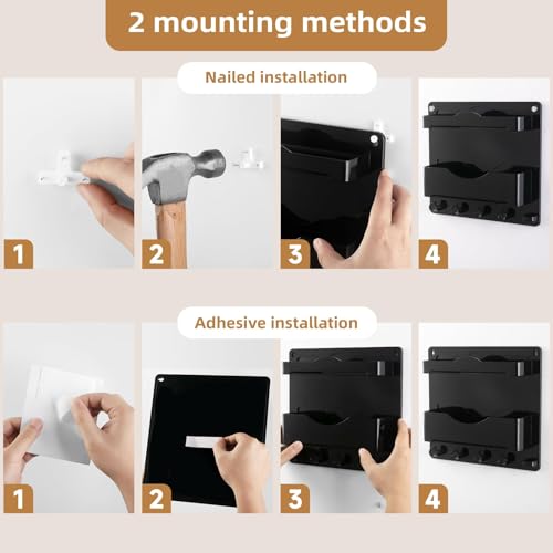 Bedside Wall Shelf with Glasses Hooks