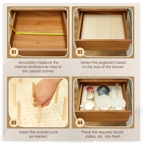 12 Pcs Wooden Pegboard Drawer Organizer