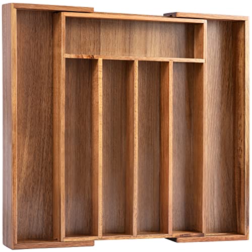 Silverware Organizer Kitchen Drawer Organizer Expandable Bamboo Utensil Holder Cutlery Tray for Kitchen Utensil and Flatware Bedroom Office