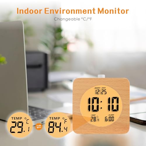 Wooden Digital Alarm Clock for Bedrooms