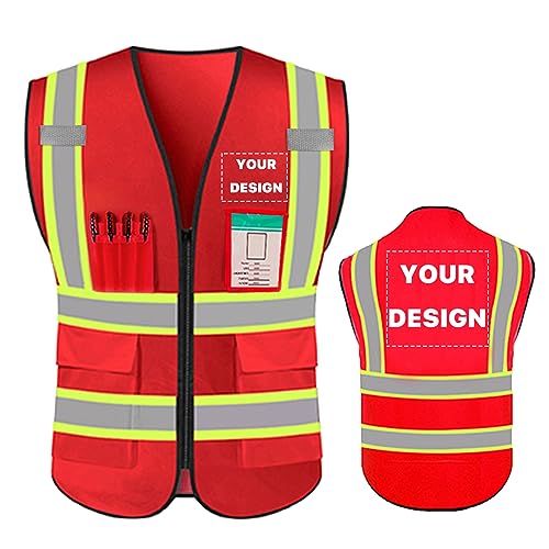 High Reflective Visibility Safety Vest Custom Your Logo Safety Workwear with Reflective Strips and Pockets