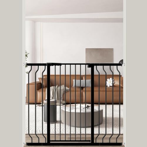 Black 40.55" Extra Tall Wide Baby Gate Pressure Mounted Walk Through Child Kids Safety Toddler Tension Pet Dog Gates with Extension for Doorways Kitchen