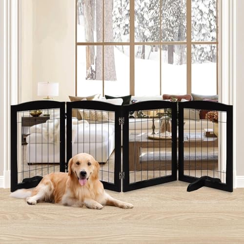 Freestanding Foldable Wood Dog Gate