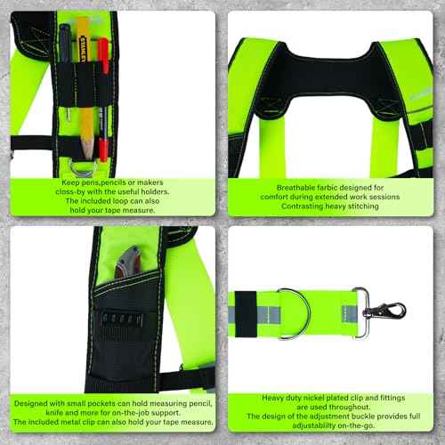 Tool Belt Suspenders Construction Bag Suspenders Padded Work Belt Hi Vis Suspenders for Carpenter