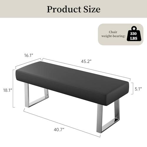 45.3" Upholstered PU Leather Bedroom Bench Footstool with Metal Legs