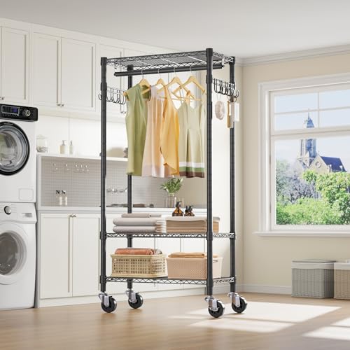 R3 Rolling Clothes Rack Heavy Duty Portable Closet for Hanging Cloth