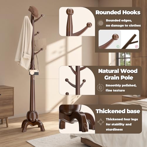 Coat Rack Freestanding with 8 Hooks