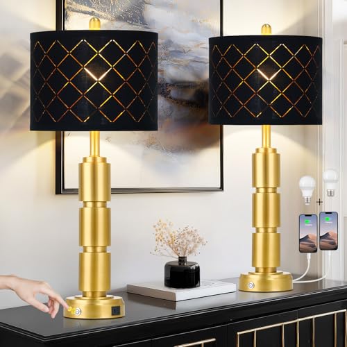 Set of 2 Modern Table Lamps for Living Room Bedroom