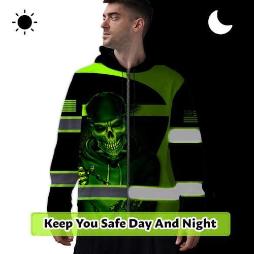 Hi Vis Reflective Zip Up Hoodie