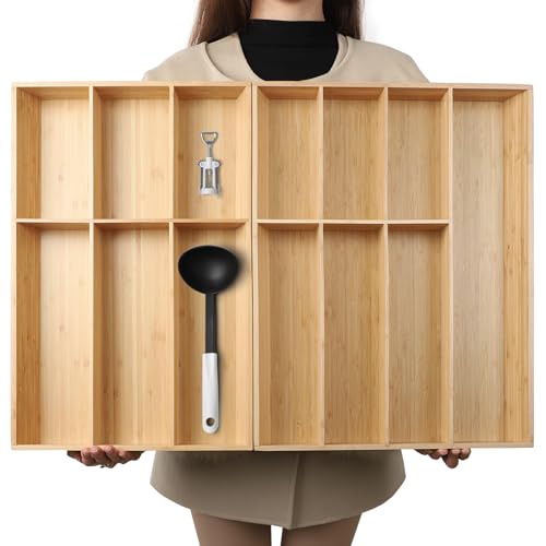 Bamboo Drawer Organizer for Kitchen Utensils