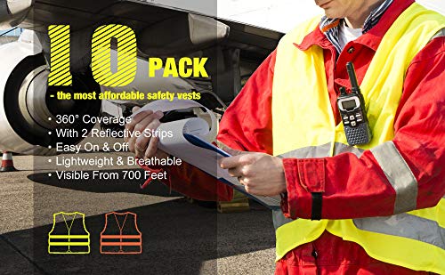 10 Pack High Visibility Safety Vest for Traffic Work