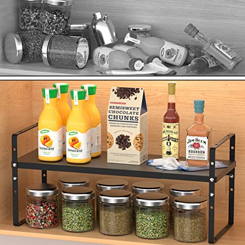 Expandable Stackable Spice Rack Cabinet Shelf Organizer in Cabinets Shelves Kitchen Cupboard Organization Stack up Racks Pantry Countertop Storage