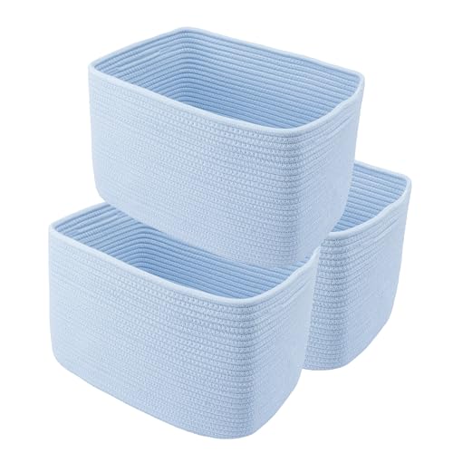Cotton Rope storage Basket Bins Woven Basket for Organizing Shelves Rectangle Decorative Baskets For storage 3 pack