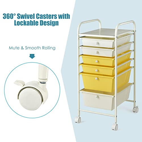 Storage Cart Bin Organizer Rolling Storage Cart Metal Frame Plastic Drawers Flexible Wheels Home Office Scrapbook Supply & Paper Shelf