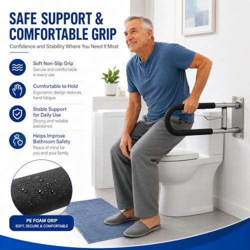 Foldable Toilet Grab Bar with Paper Holder