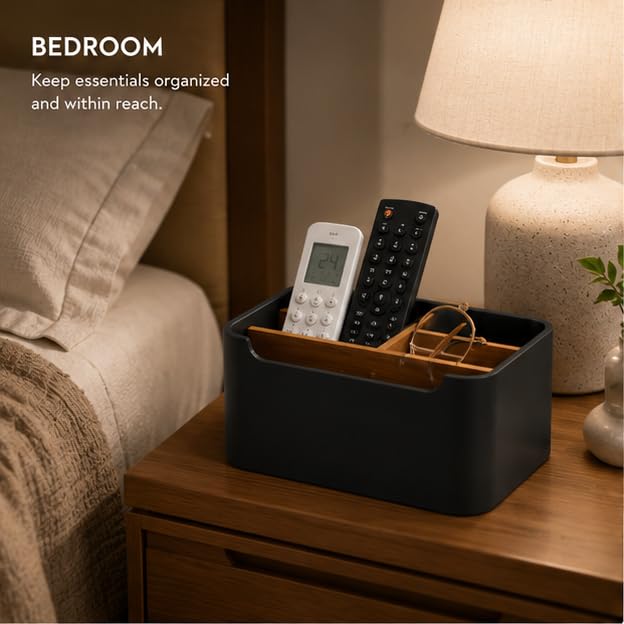 Stylish Desk Organizer and Remote Holder in Black