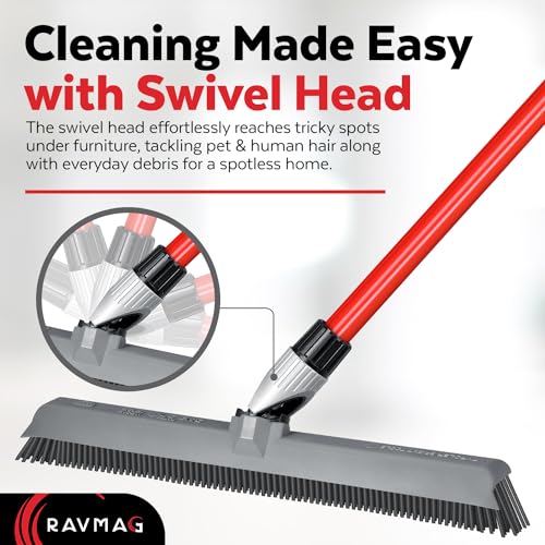 2-in-1 Silicone Rubber Broom Carpet Rake and Squeegee