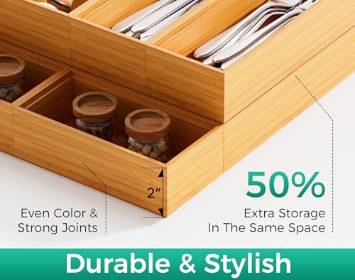 drawer organizer tray silverware utensil divider for kitchen
